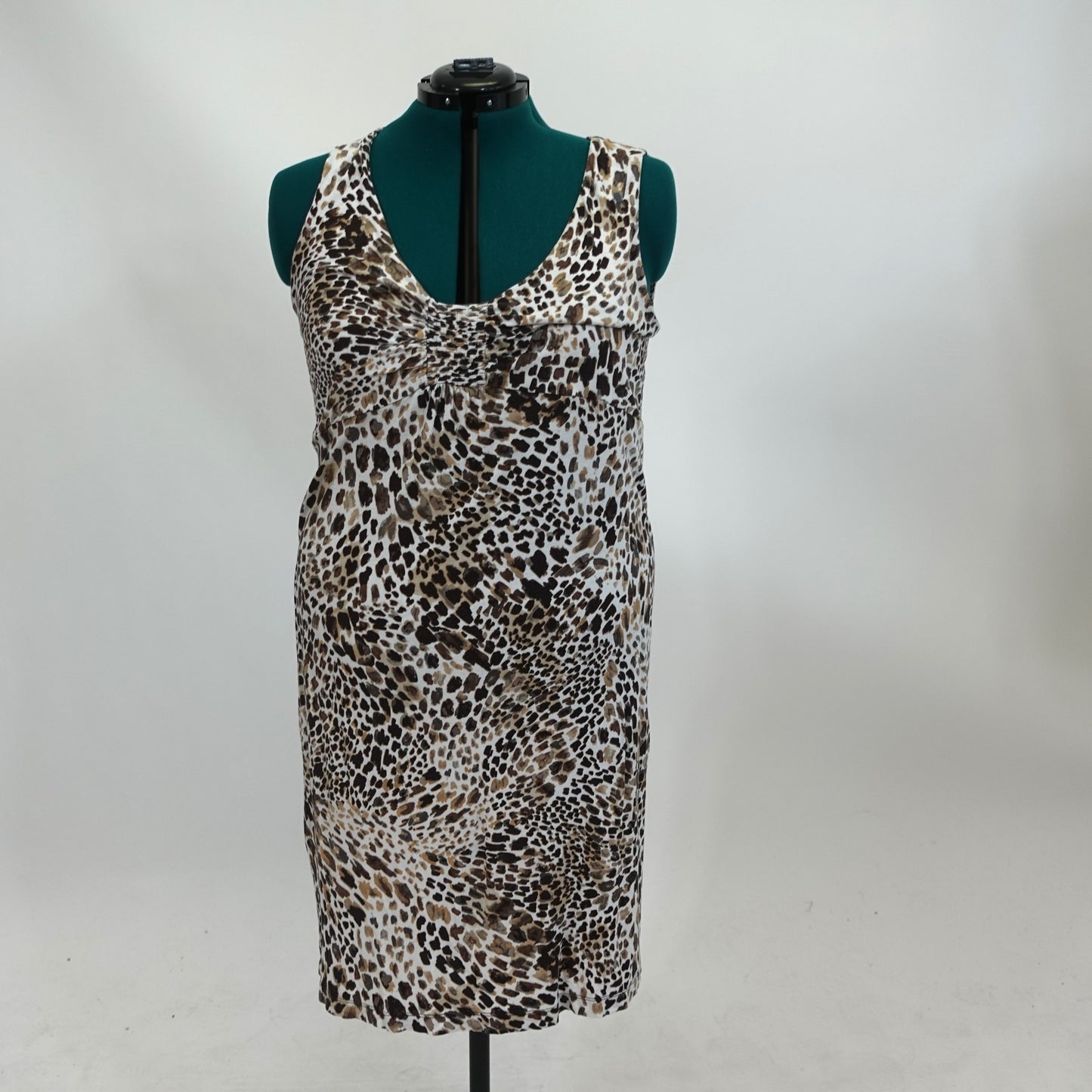 White and Brown Animal Print Tank Dress