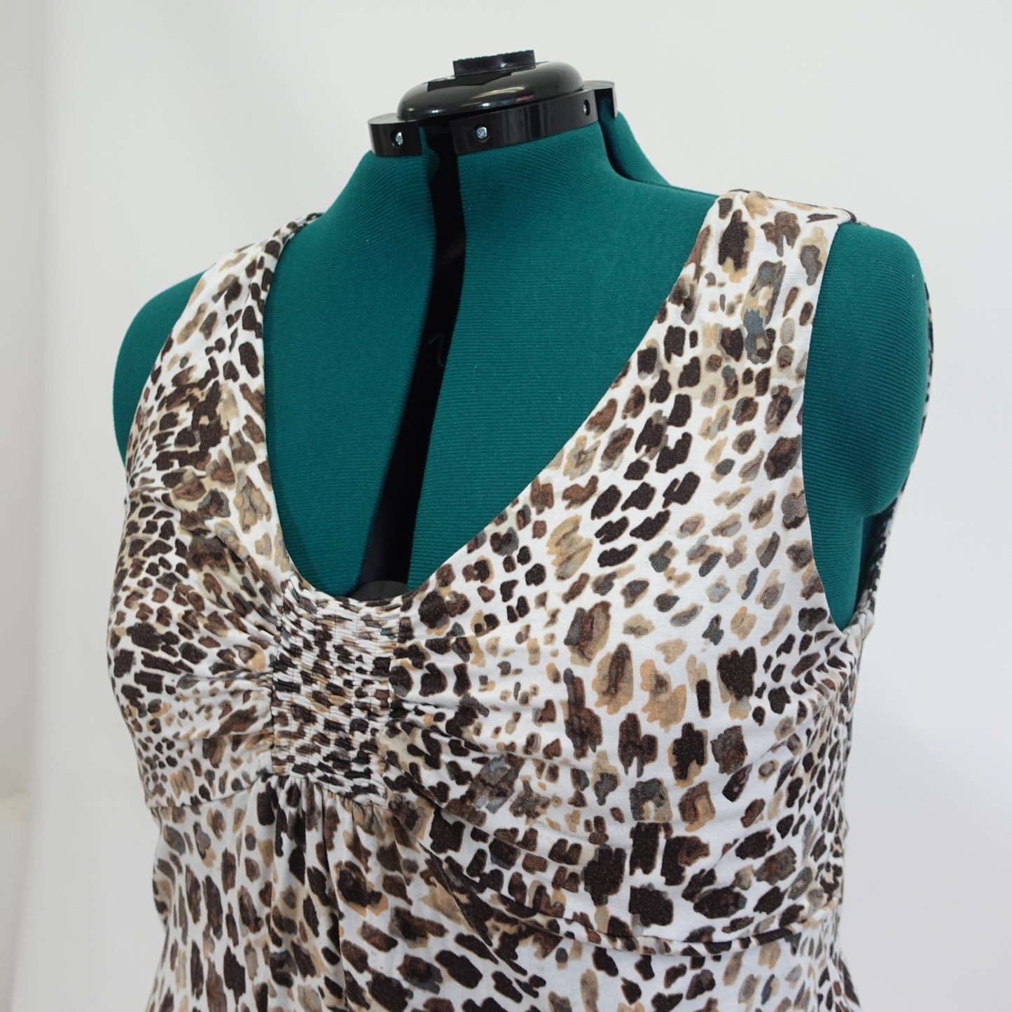 White and Brown Animal Print Tank Dress
