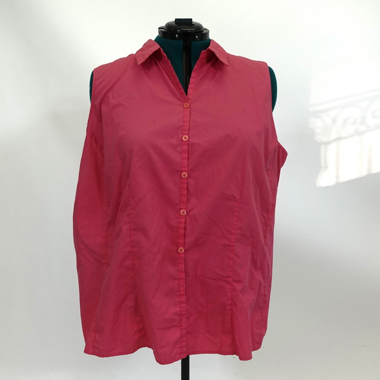 Vintage Pink Sleeveless Button Up