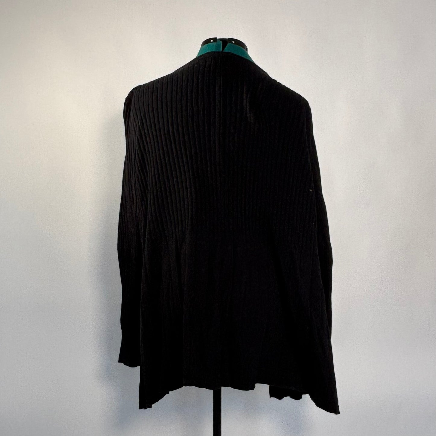 Black Ribbed Button Front Cardigan