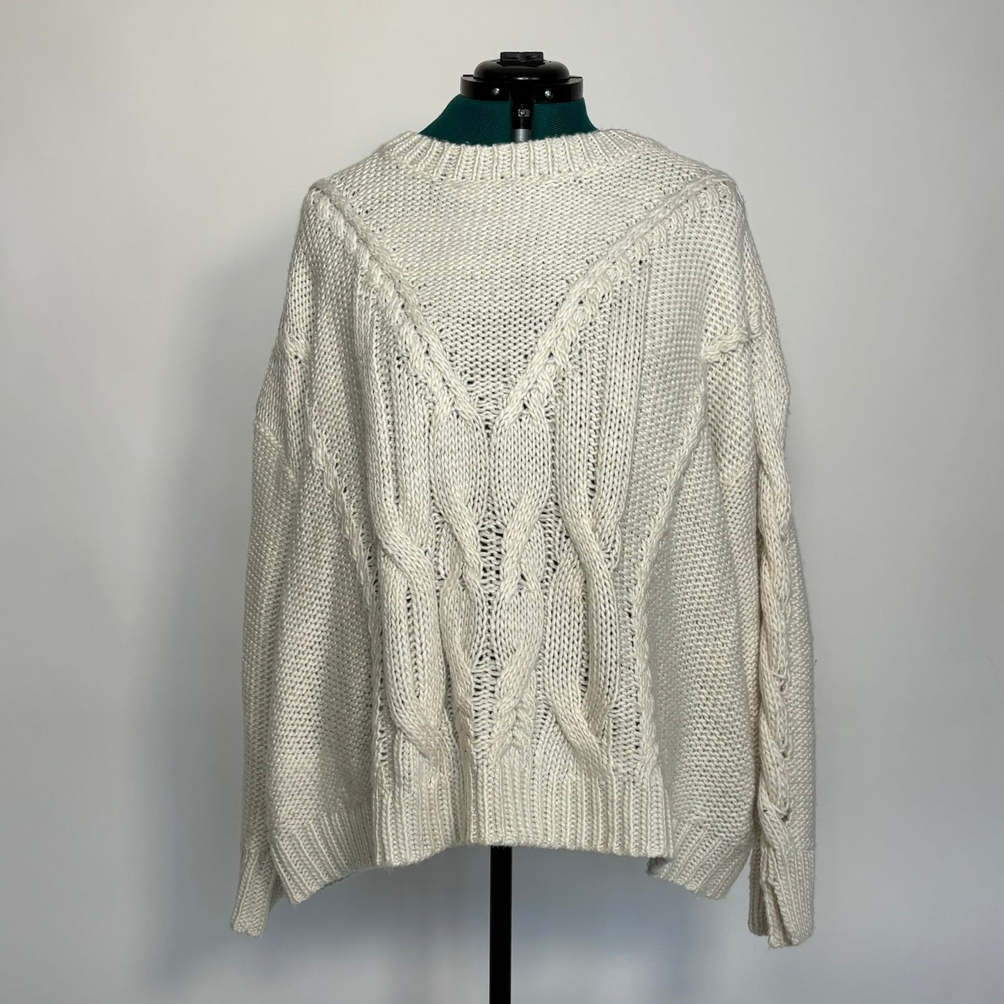 White Chunky Cable Knit Sweater