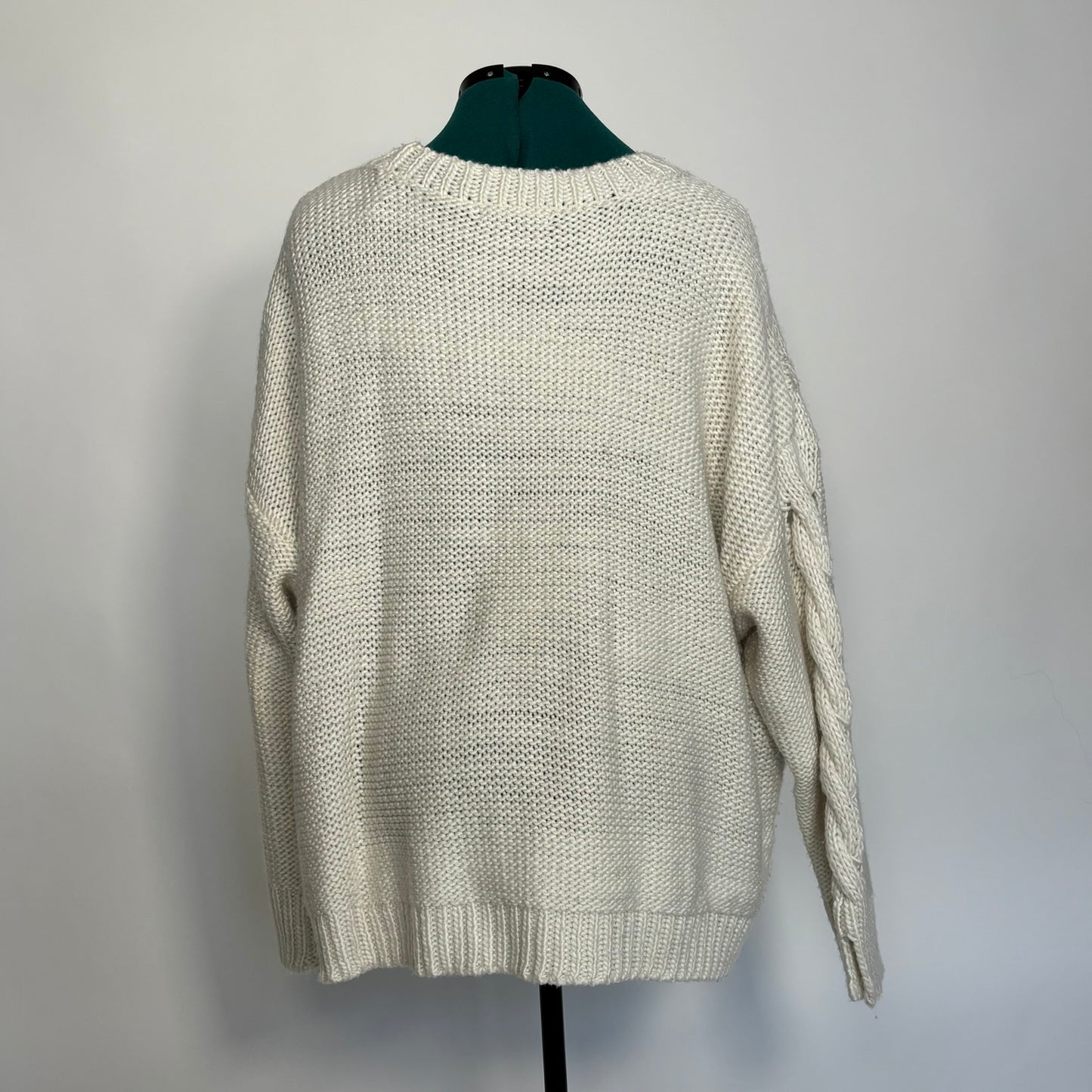 White Chunky Cable Knit Sweater