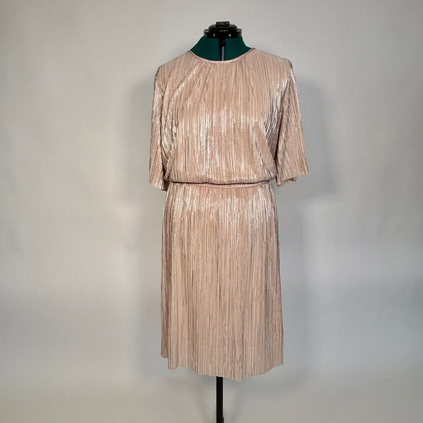 Shimmery Champagne Pleated Dress