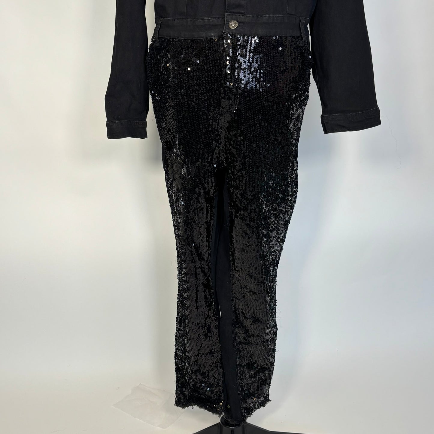 Black Denim and Sequin Boiler Suit