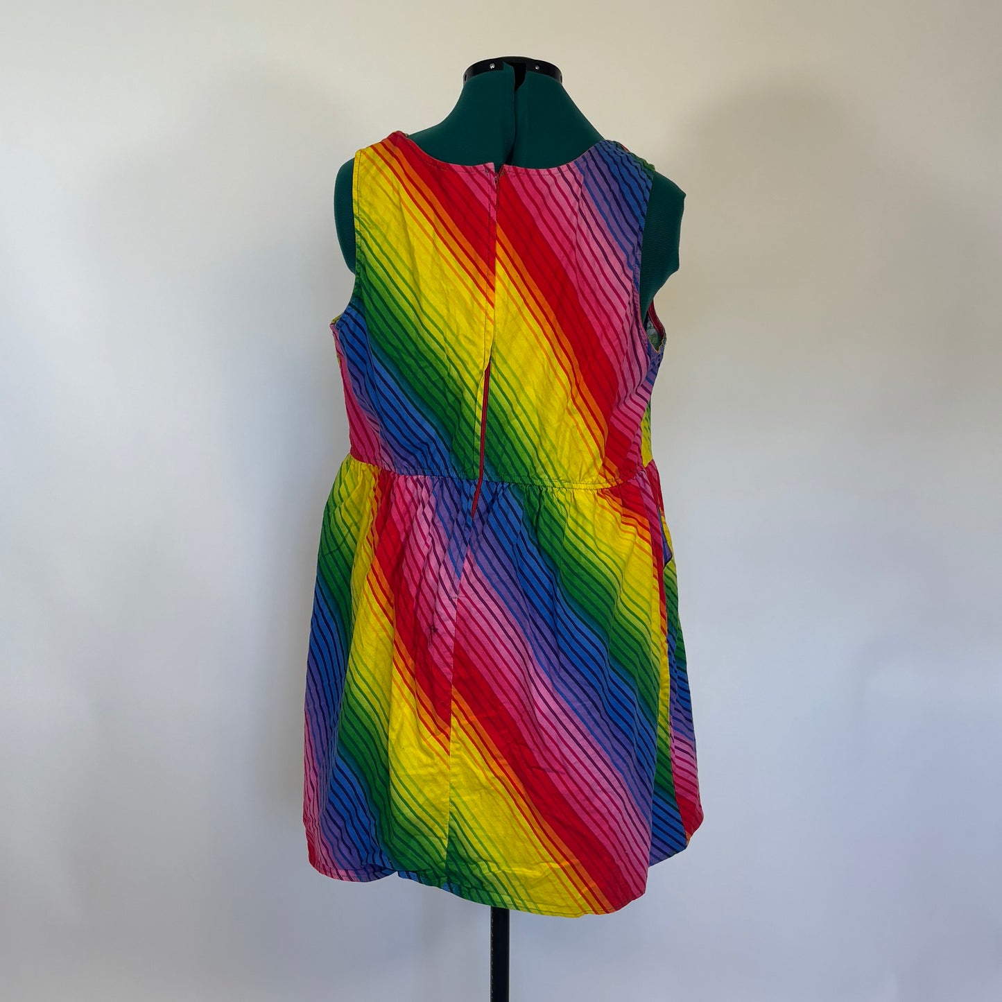 Retrolicious Rainbow Striped Sleeveless Fit and Flare Dress
