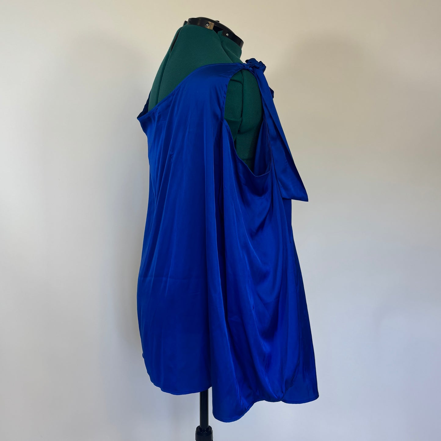 Torrid Blue Satin Off the Shoulder Long Sleeve Top