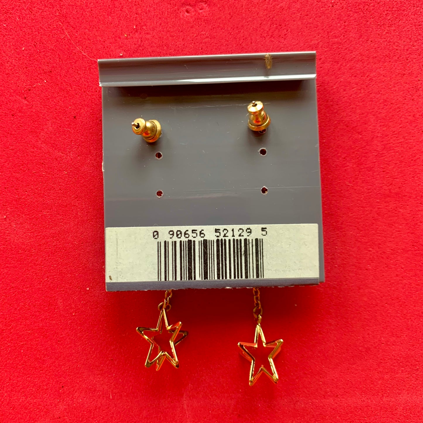 Vintage Deadstock Trifari Gold Star Dangle Earrings
