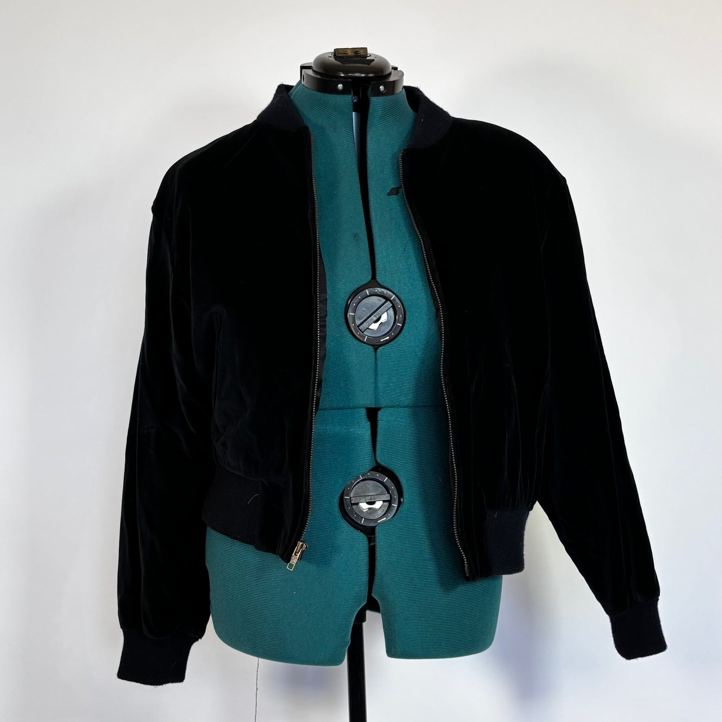 Vintage 90s Liz Claiborne Collection Black Velvet Bomber Jacket