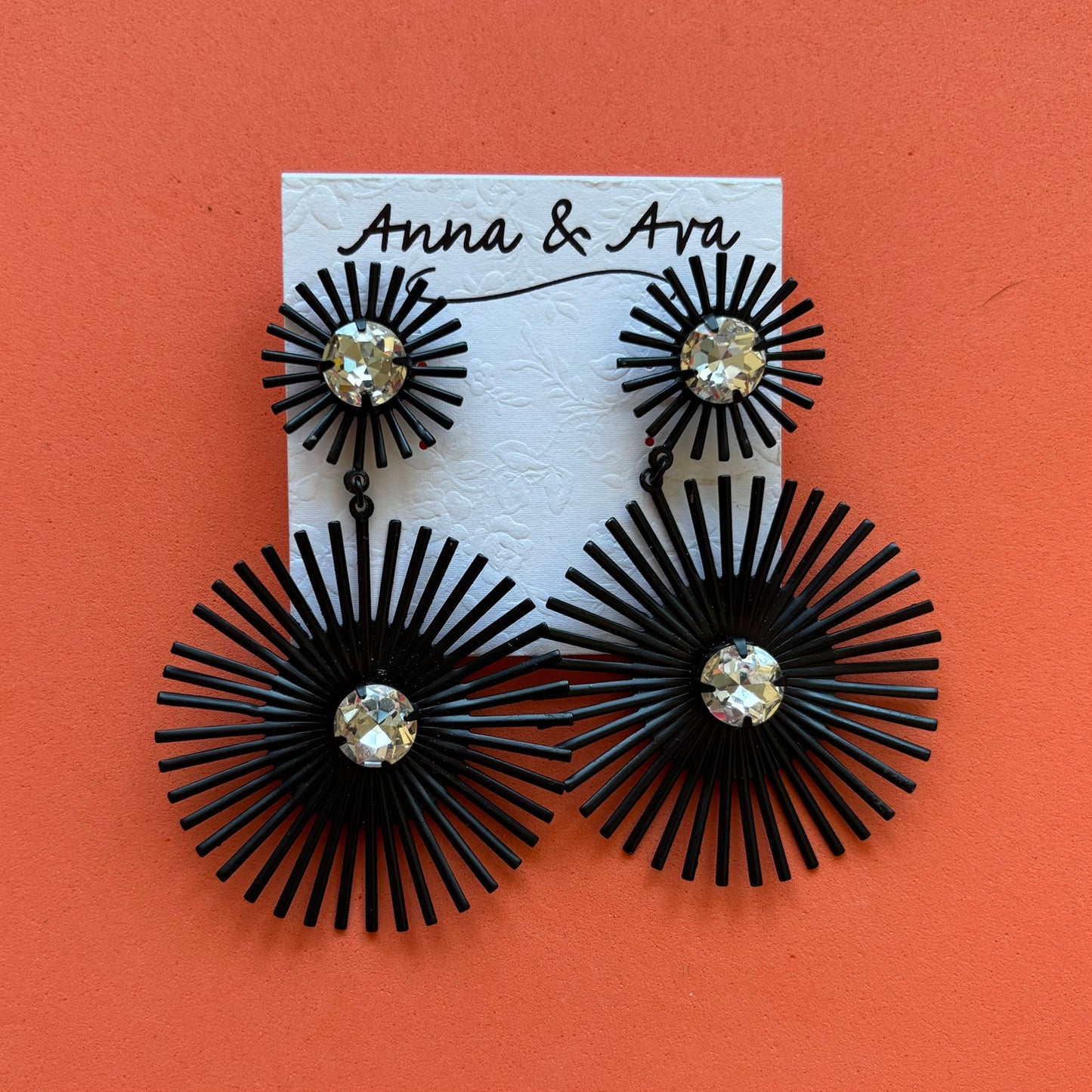 Black Spikey Rhinestone Earrings from Anna and Ava.