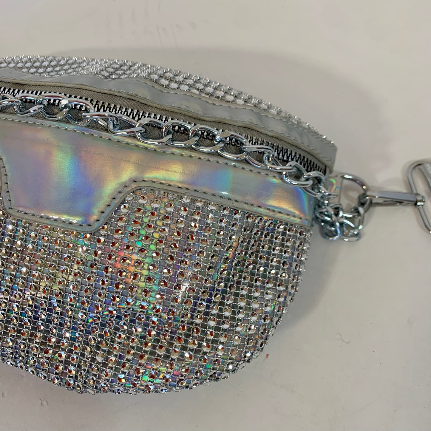 Silver and Holo Rhinestone Fanny Pack