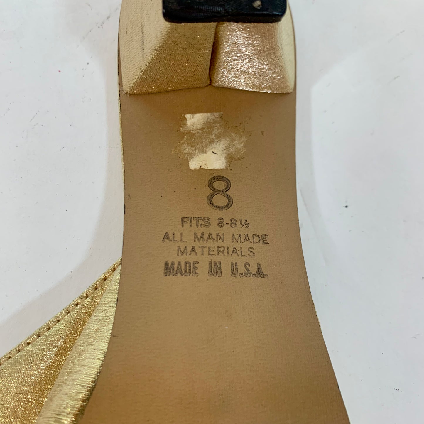 Sz 8 Vintage Gold Slide Heels