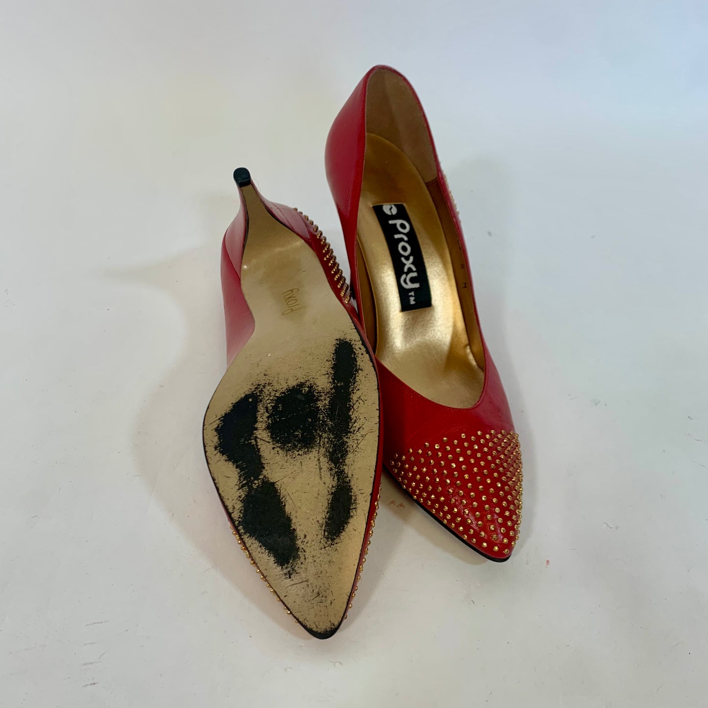Sz 8 Vintage Proxy Red Leather Heels
