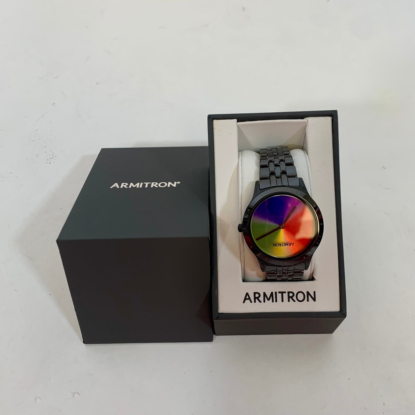 New in Box Armitron Prismatica 36mm Black Ceramic/Rainbow Watch