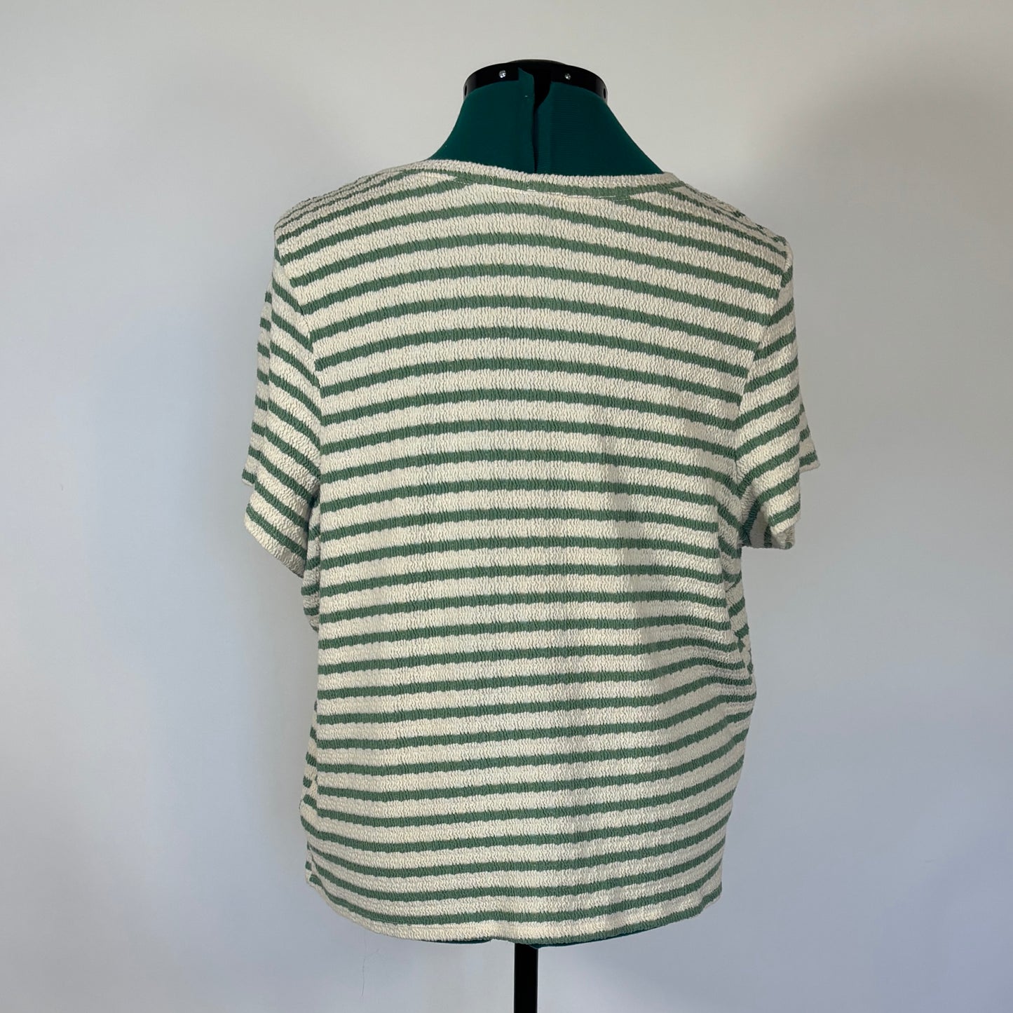 Torrid Green and Cream Stripe Textured Short Sleeve Shirt