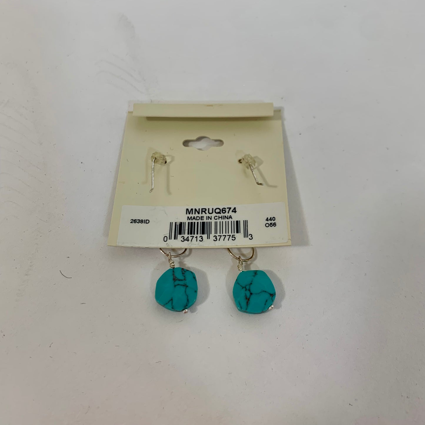 Vintage Deadstock Monet Silver and Turquoise Drop Earrings