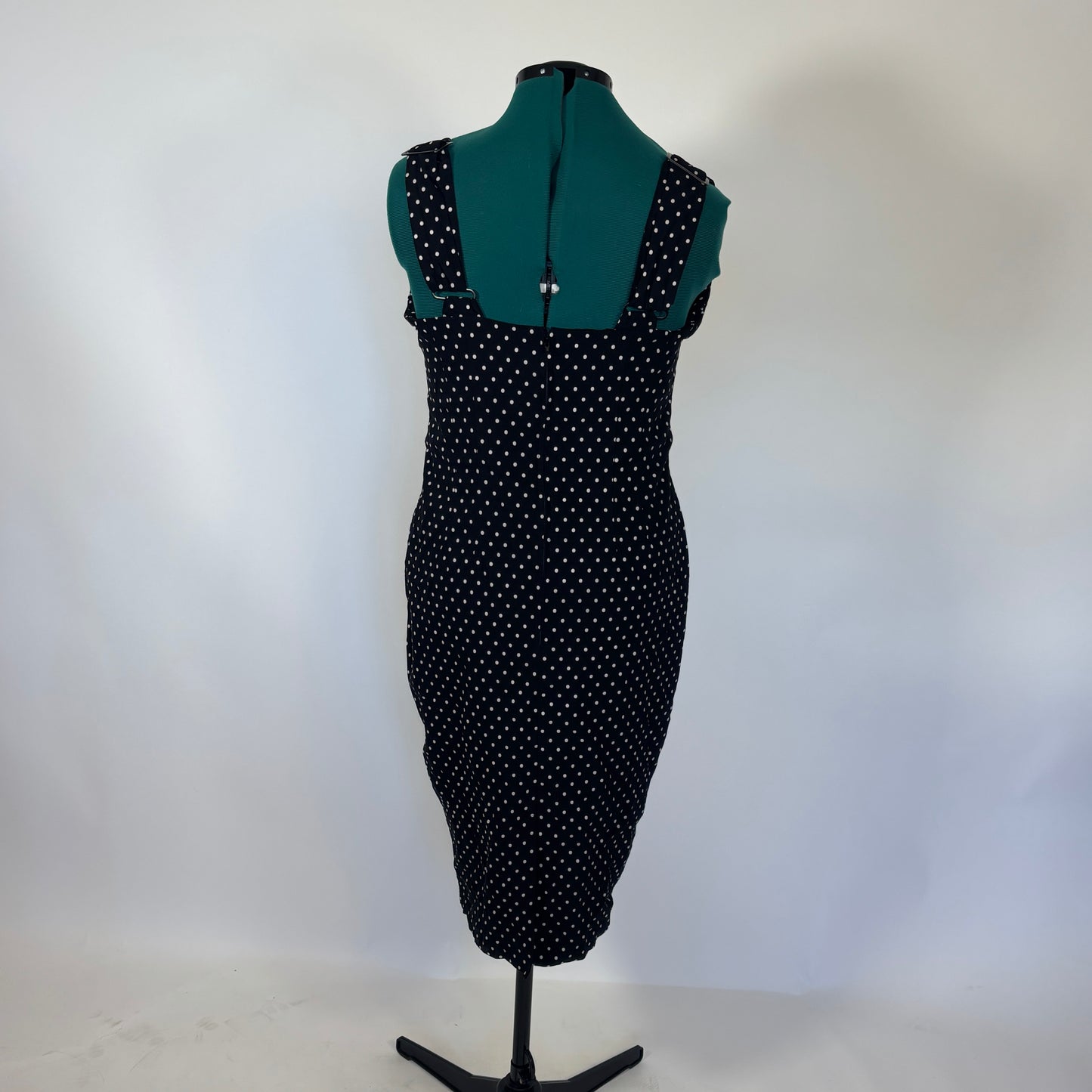 Unique Vintage Black and White Polka Dot Overdress