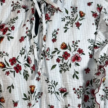 White and Red Floral Prairie Dress NWT