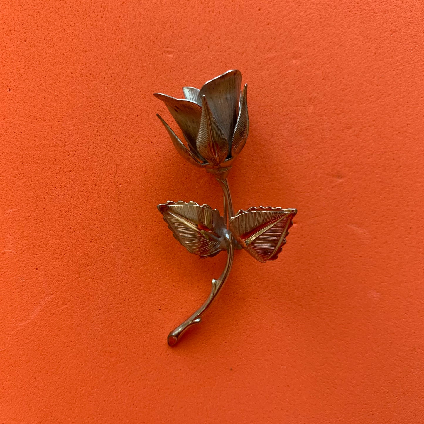 Vintage Silver-Toned Rose Brooch