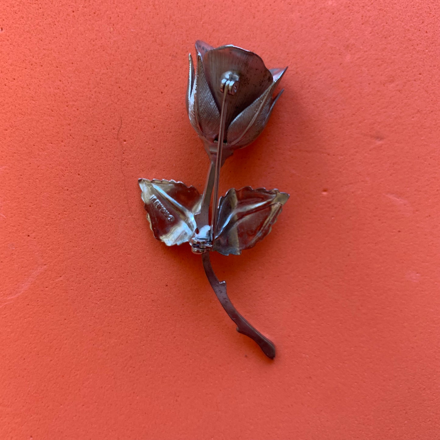 Vintage Silver-Toned Rose Brooch