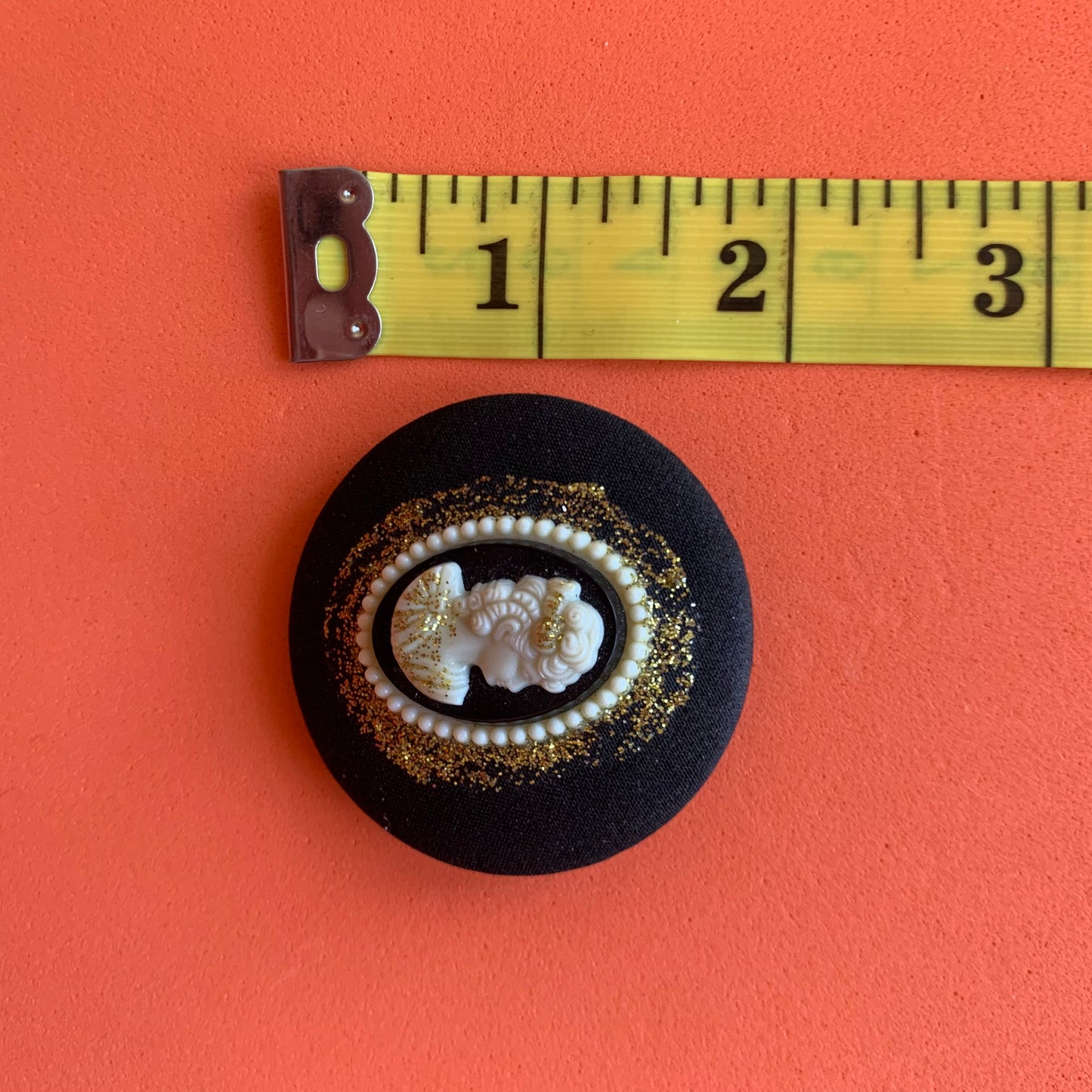 Vintage Gold-Toned and Black Cameo Brooch