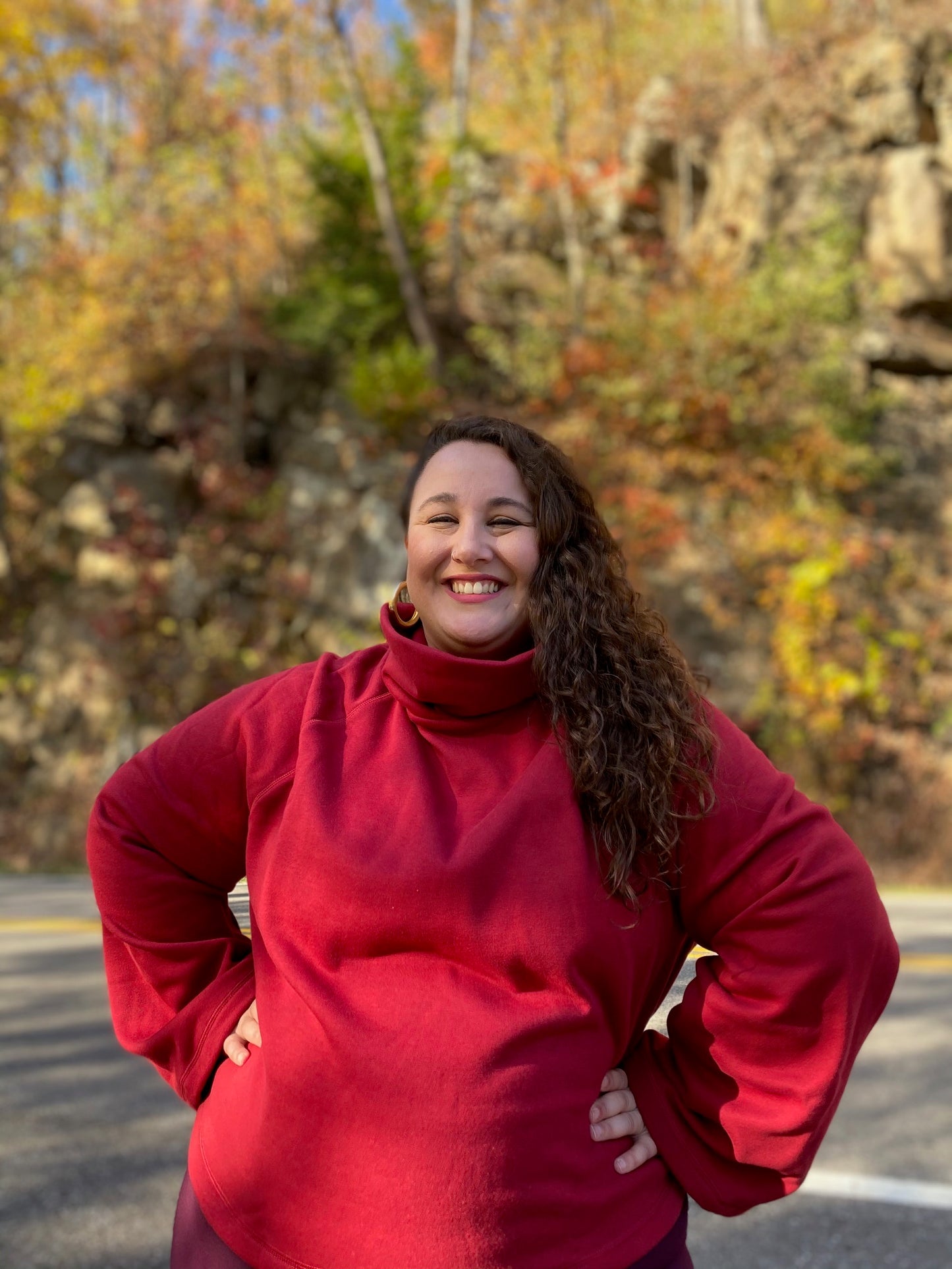 Red Funnel Neck Sweatshirt