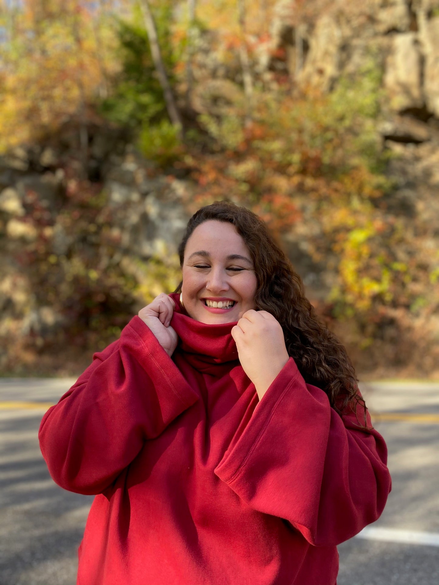 Red Funnel Neck Sweatshirt