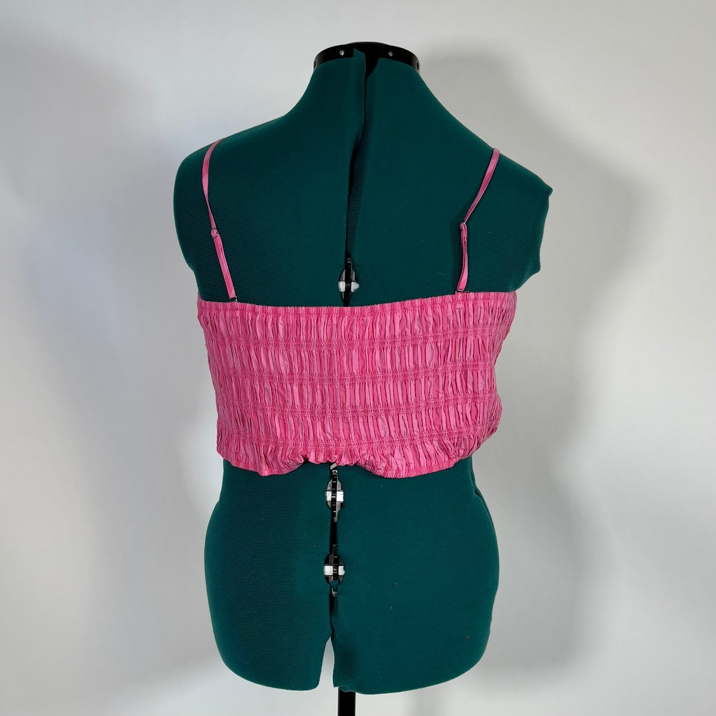 Pink Shirred Cropped Tank