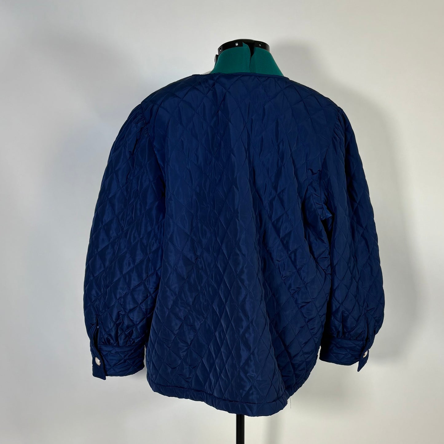 Navy Quilted Jacket with Pearl/Gold Buttons