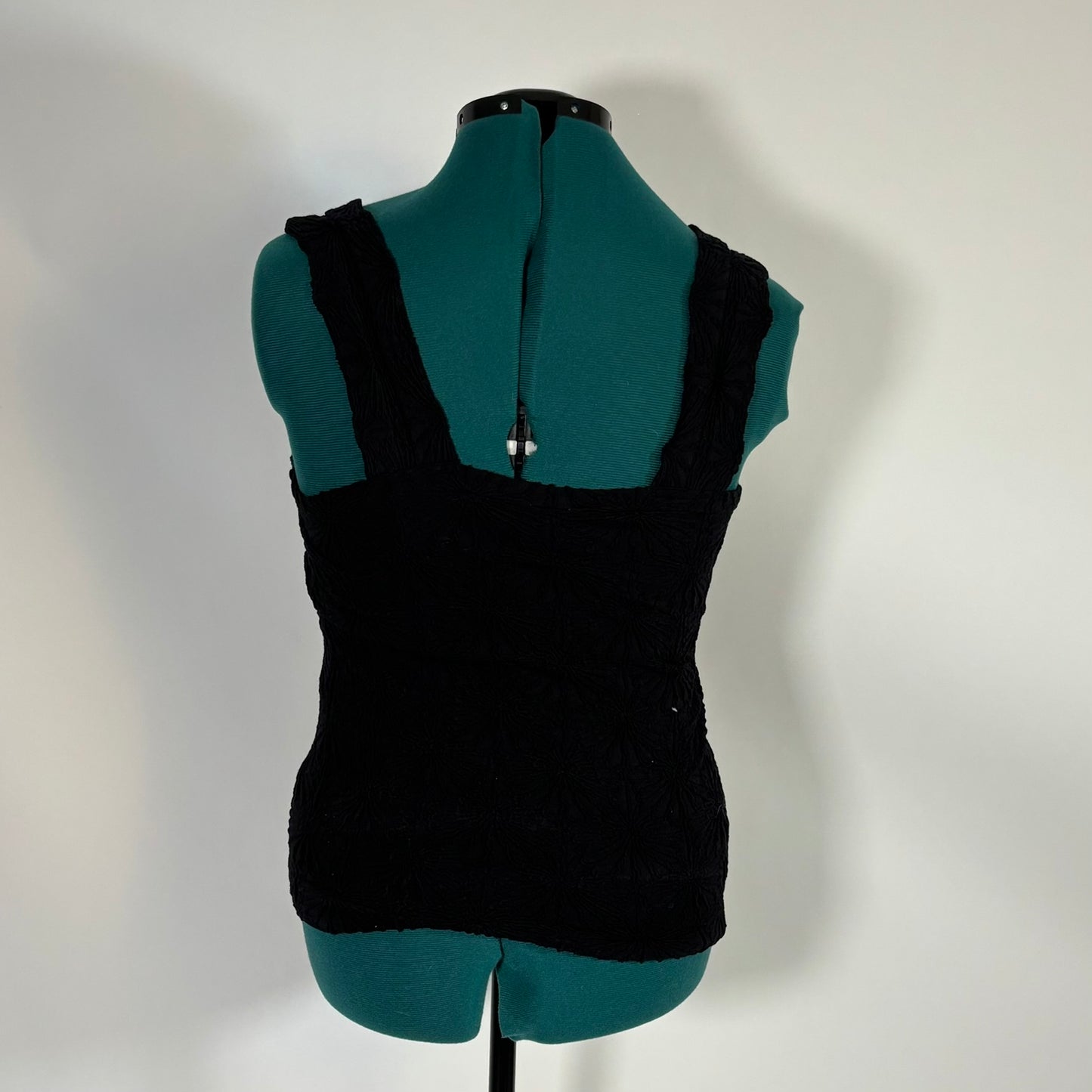 Arula Black Floral Textured Wide Strap Tank Top