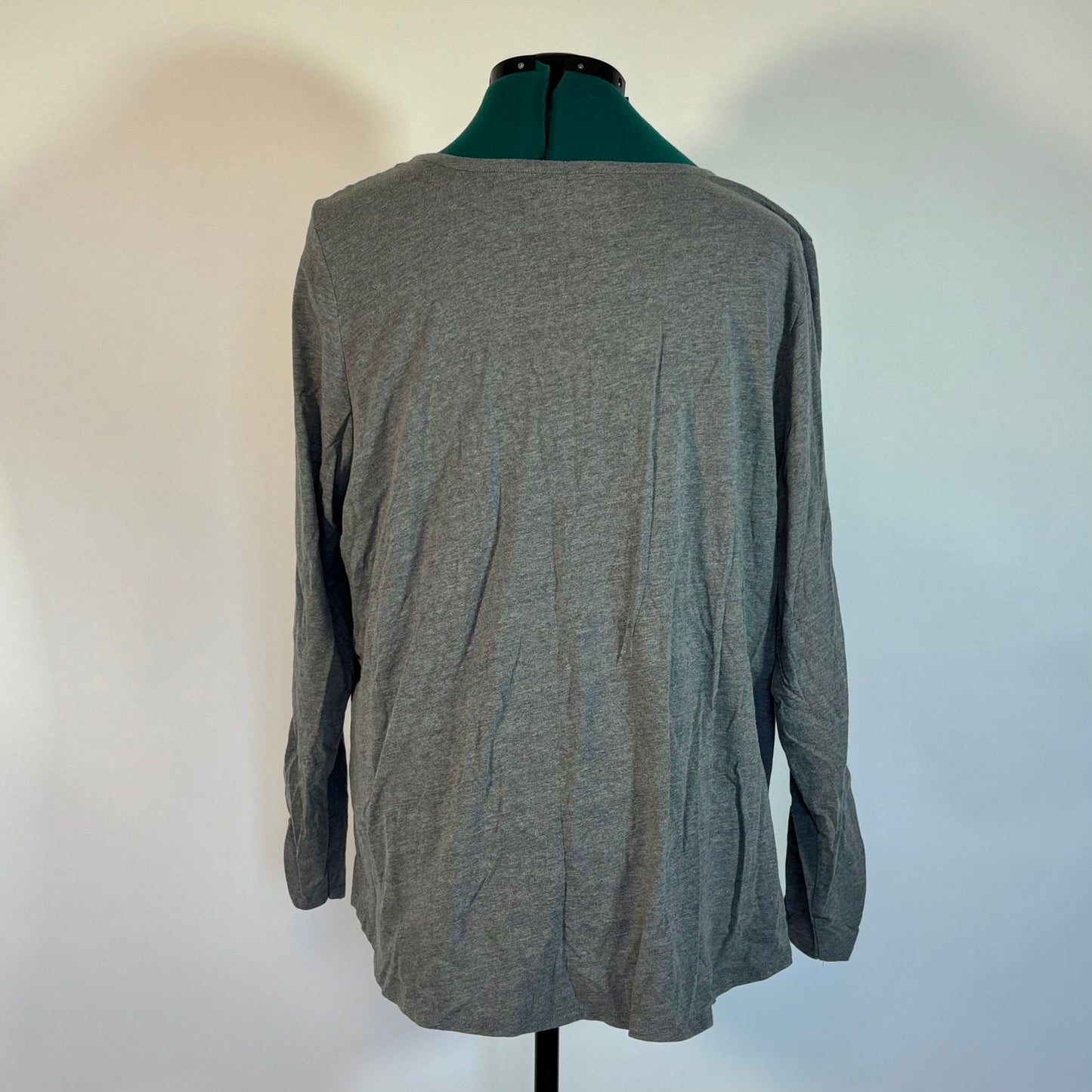Grey Long Sleeve V Neck with Button Details