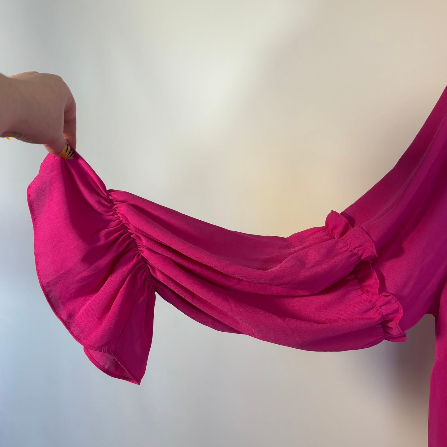 ELOQUII Semi-Sheer Pink Notch Neck Top