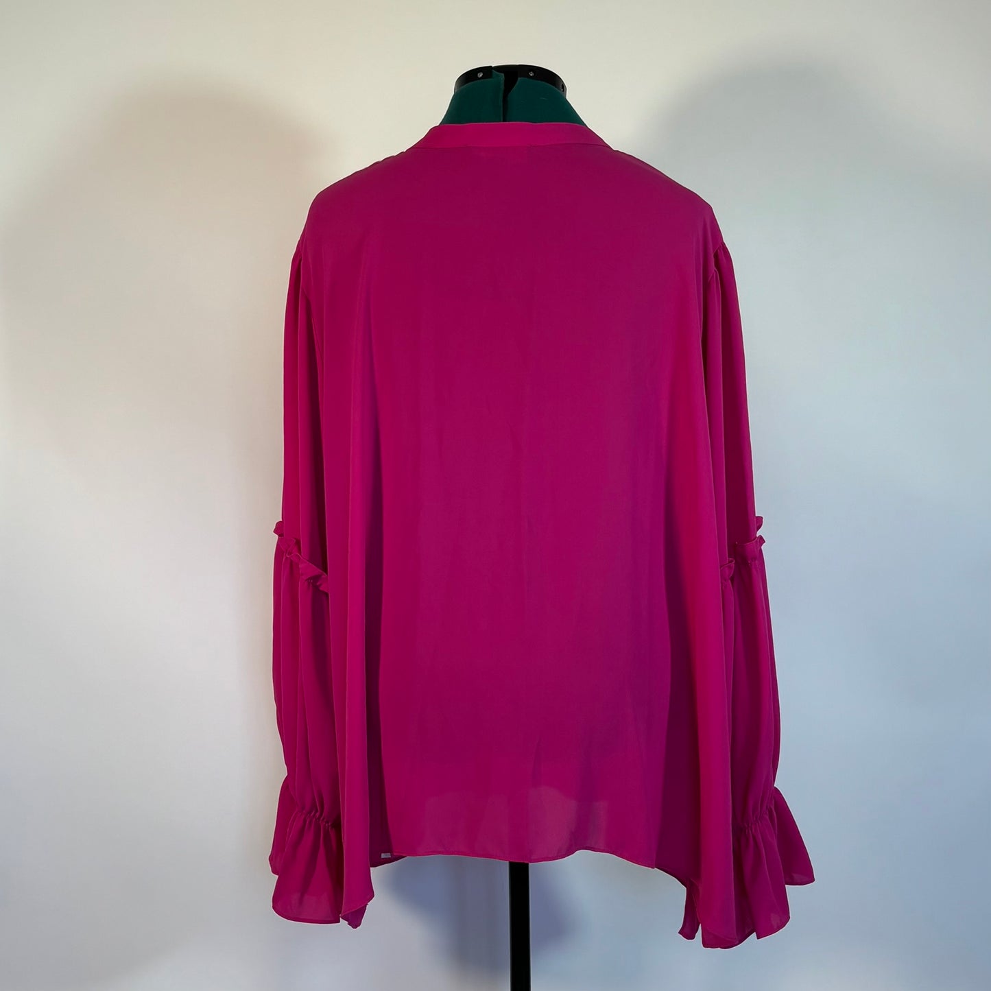 ELOQUII Semi-Sheer Pink Notch Neck Top