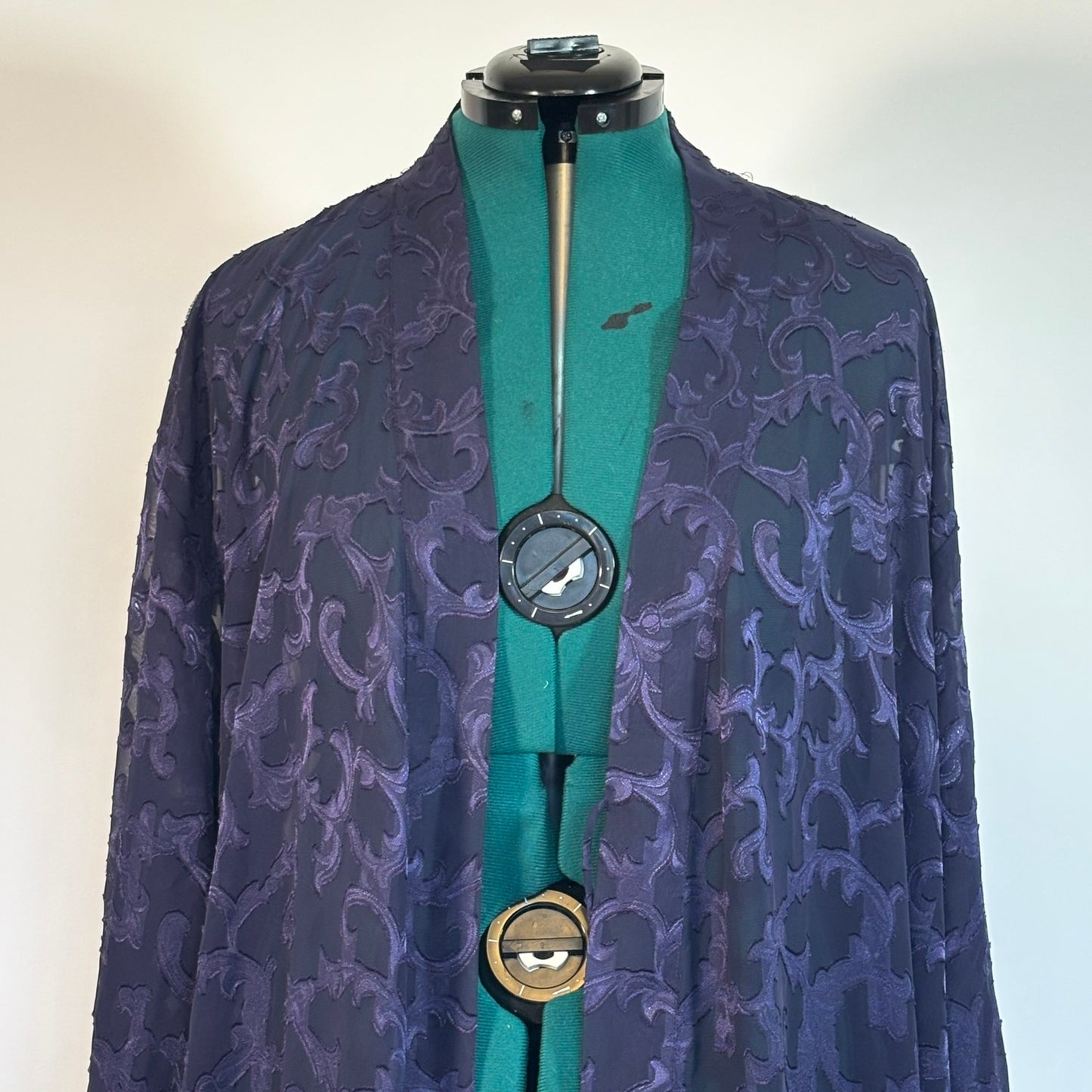 Vintage Victoria's Secret Gold Tag Navy Filigree Robe