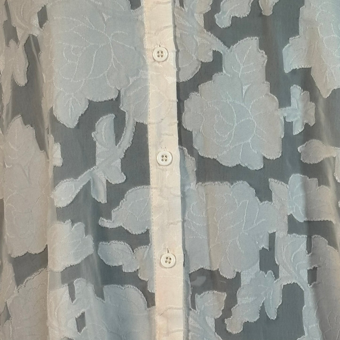 Torrid Semi-Sheer Off White Button Down with Rose Appliques