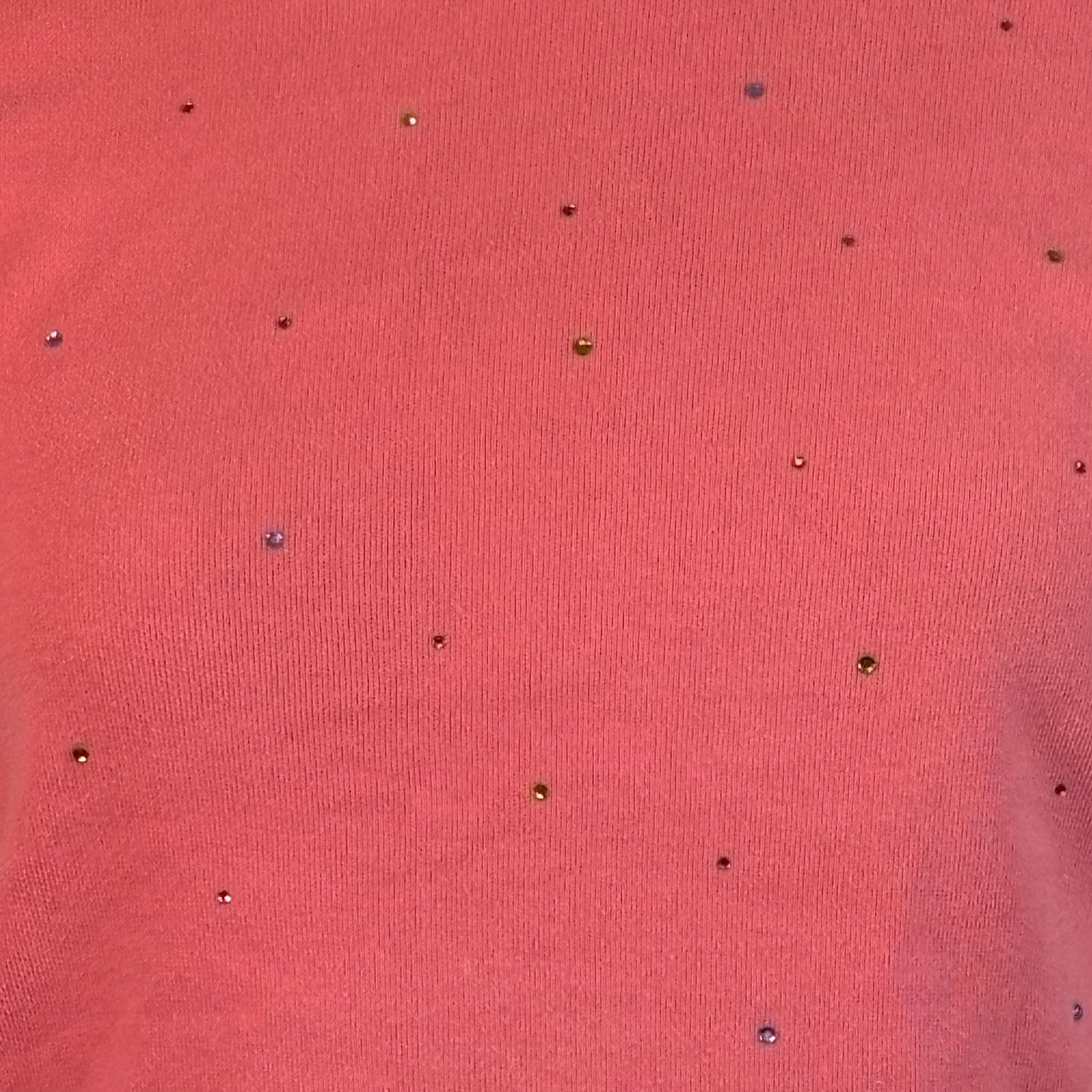Vintage Peach T Shirt with Rainbow Rhinestones