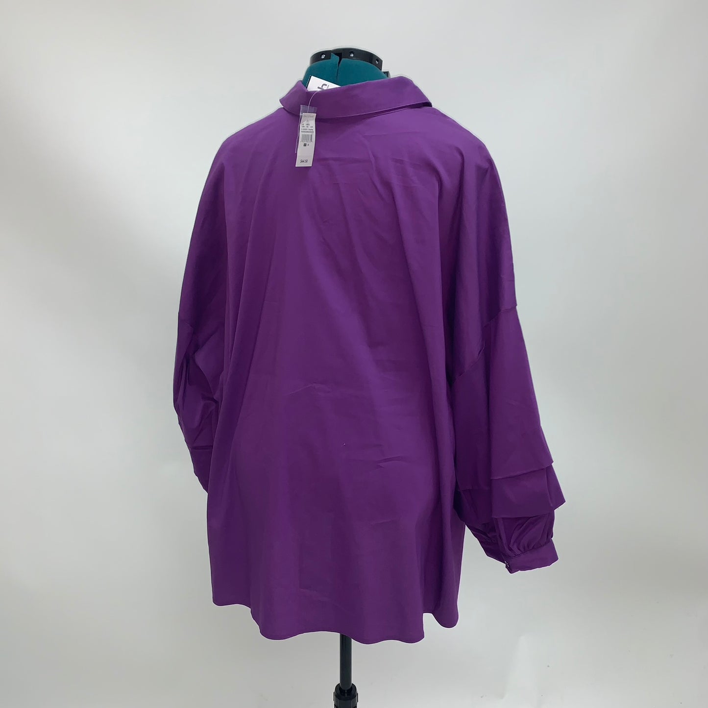 Purple Button Up Top with Ruffle Sleeves NWT
