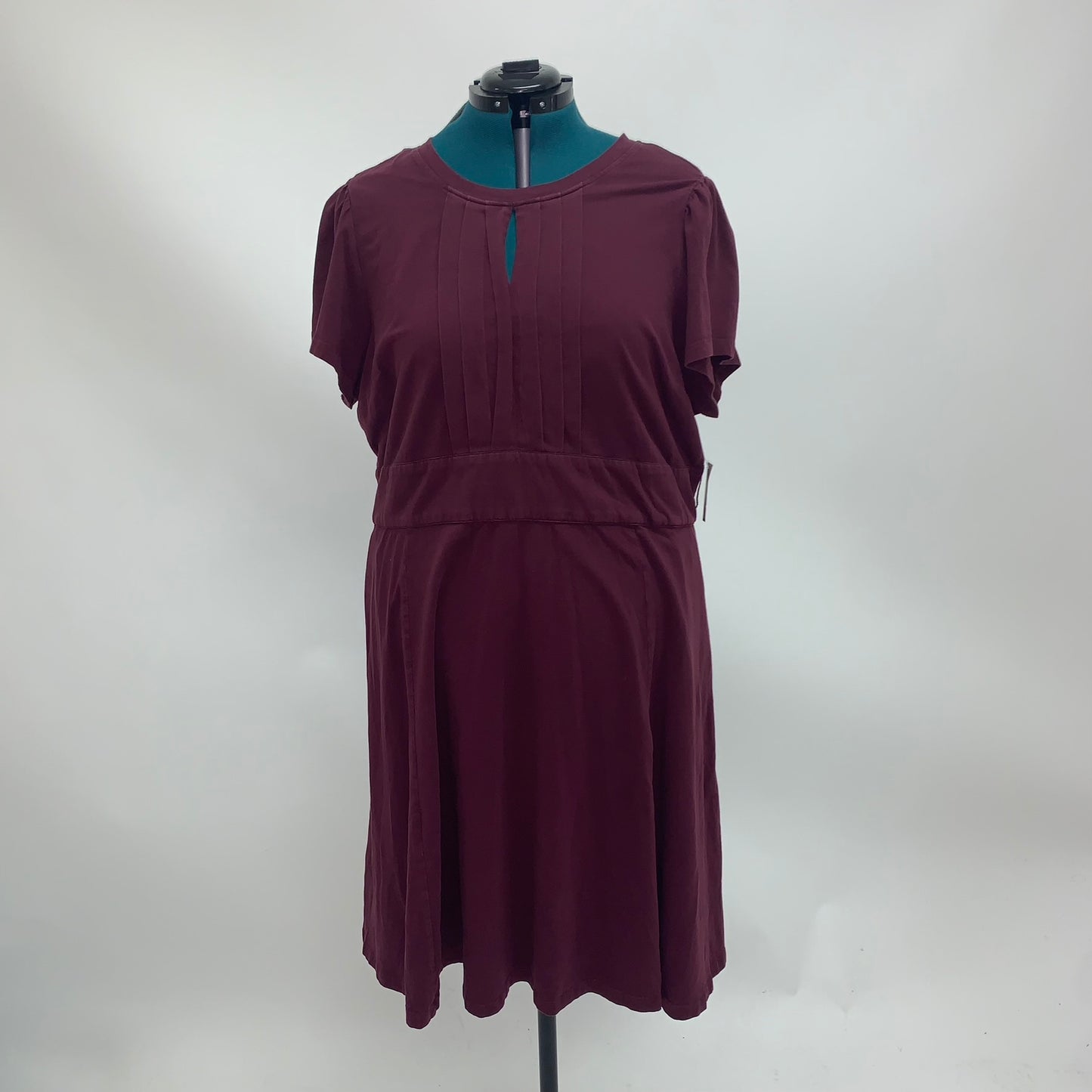 Burgundy Pleated Front Dress