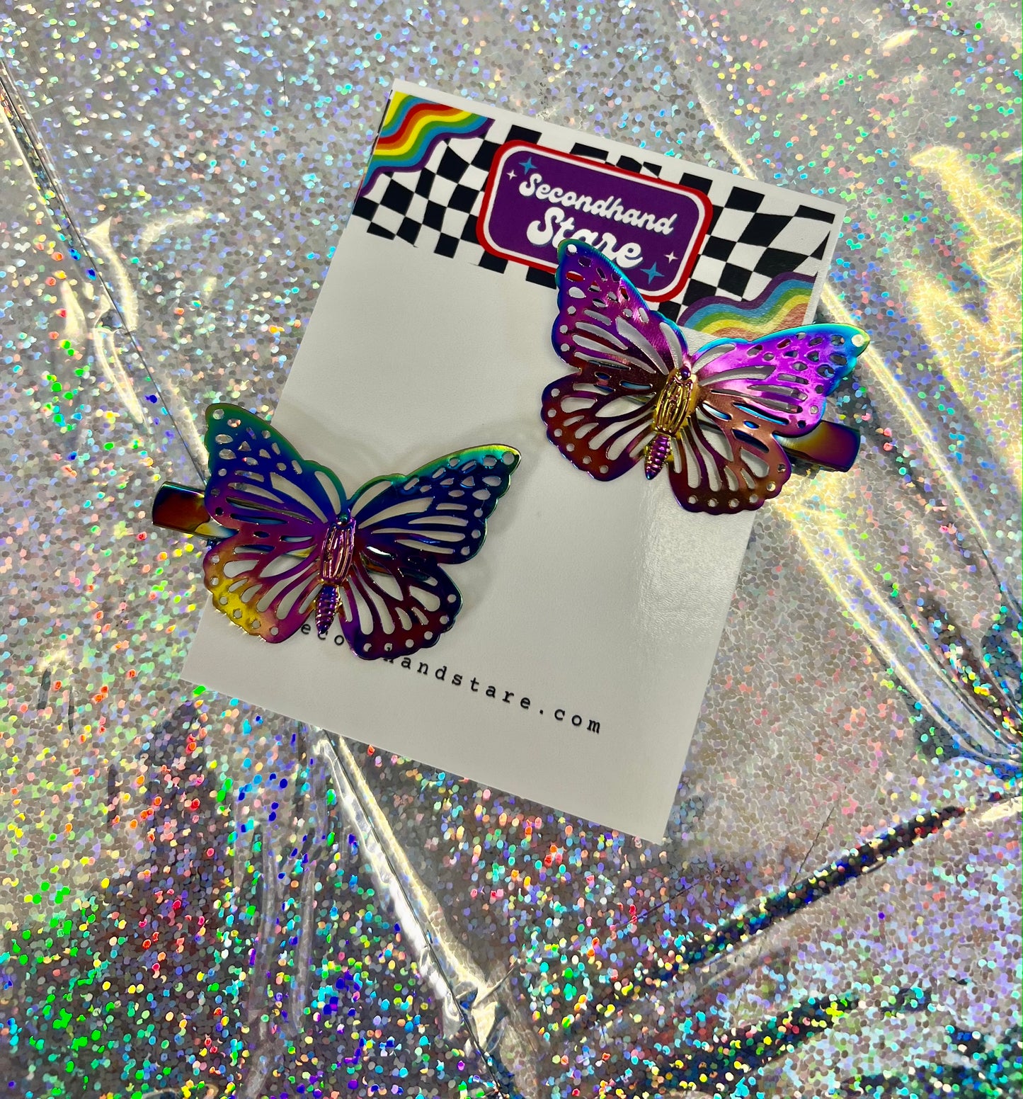 Rainbow Metallic Butterfly Clip Set
