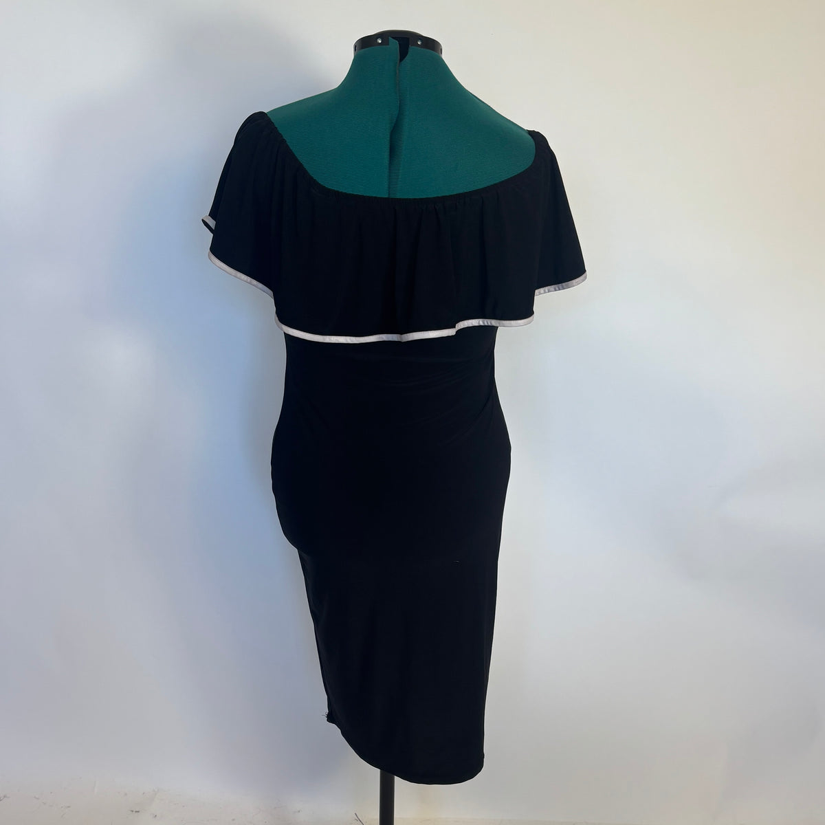 Black Off the Shoulder Bodycon Dress with Ruffle Detail