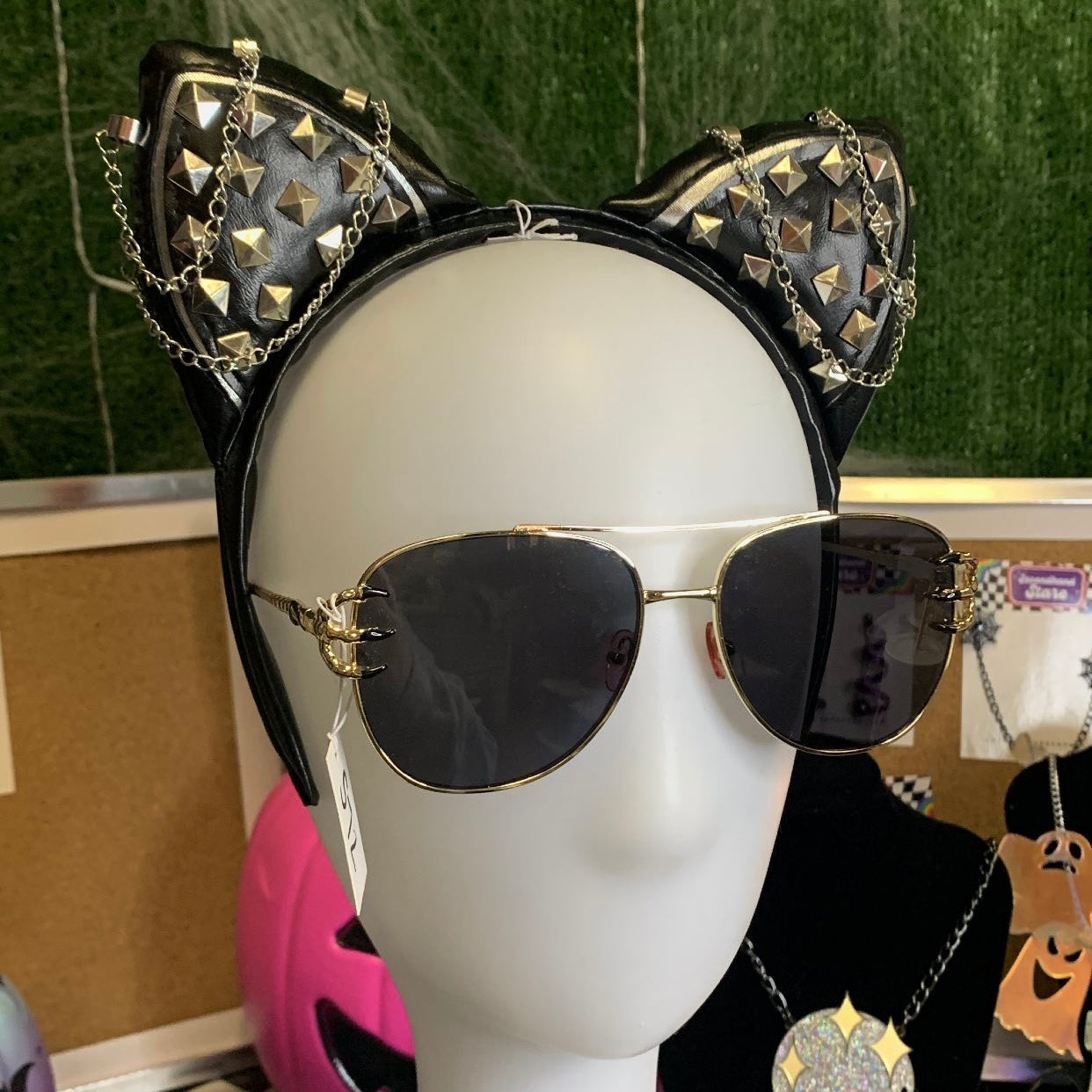 Black Faux Leather Punk Cat Ears