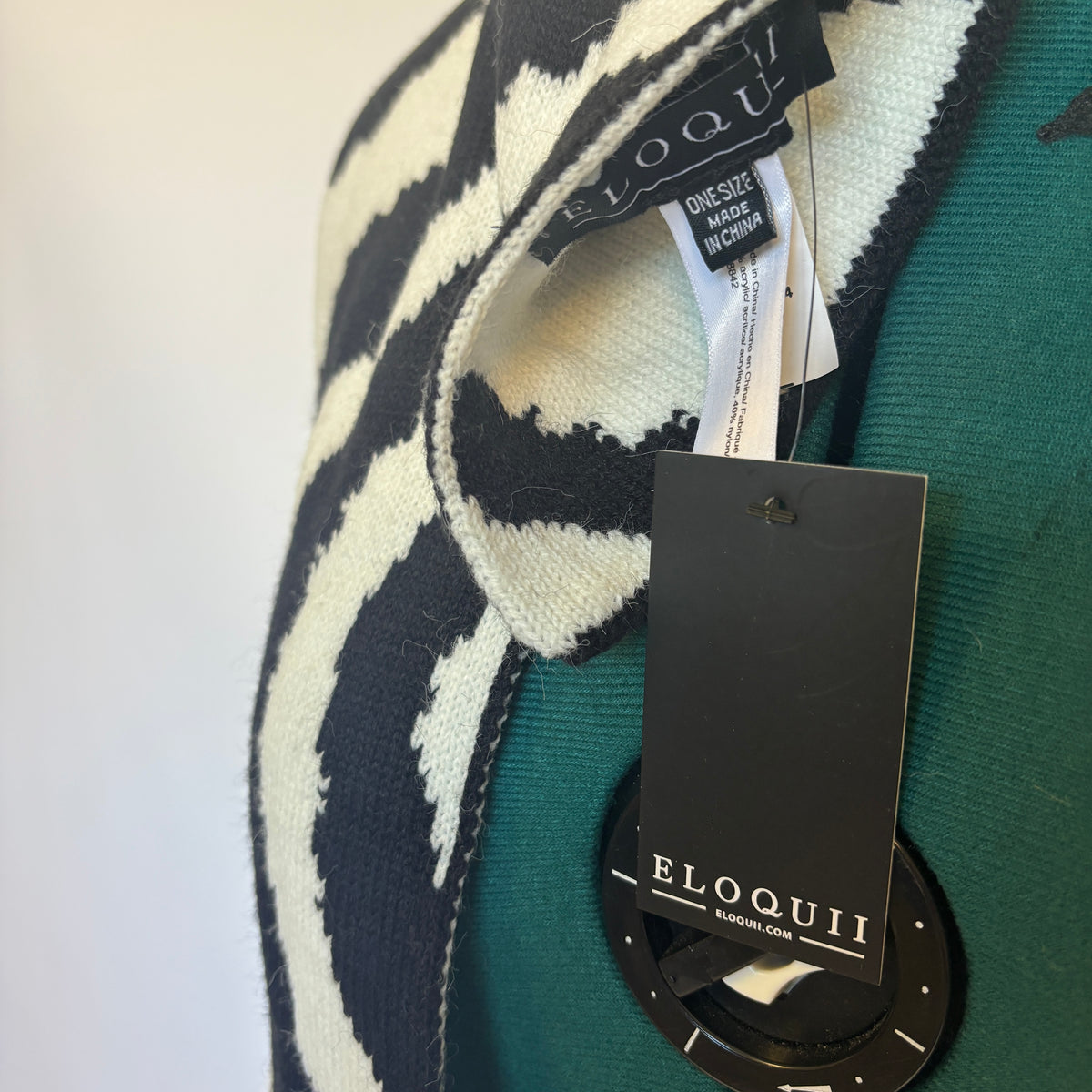 Eloquii Black and White Knit Scarf NWT