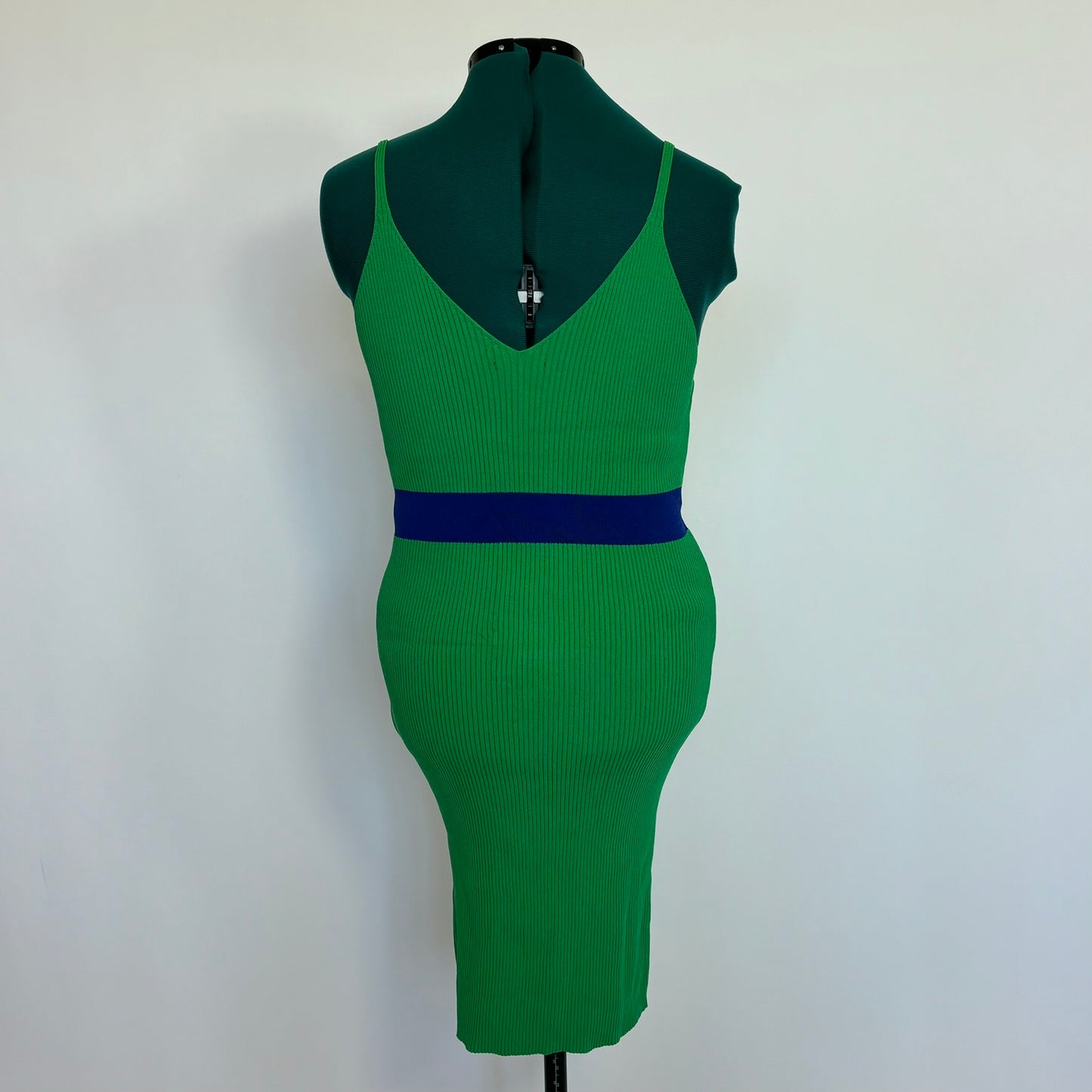 Green Knit Bodycon Dress with Blue Stripe NWT