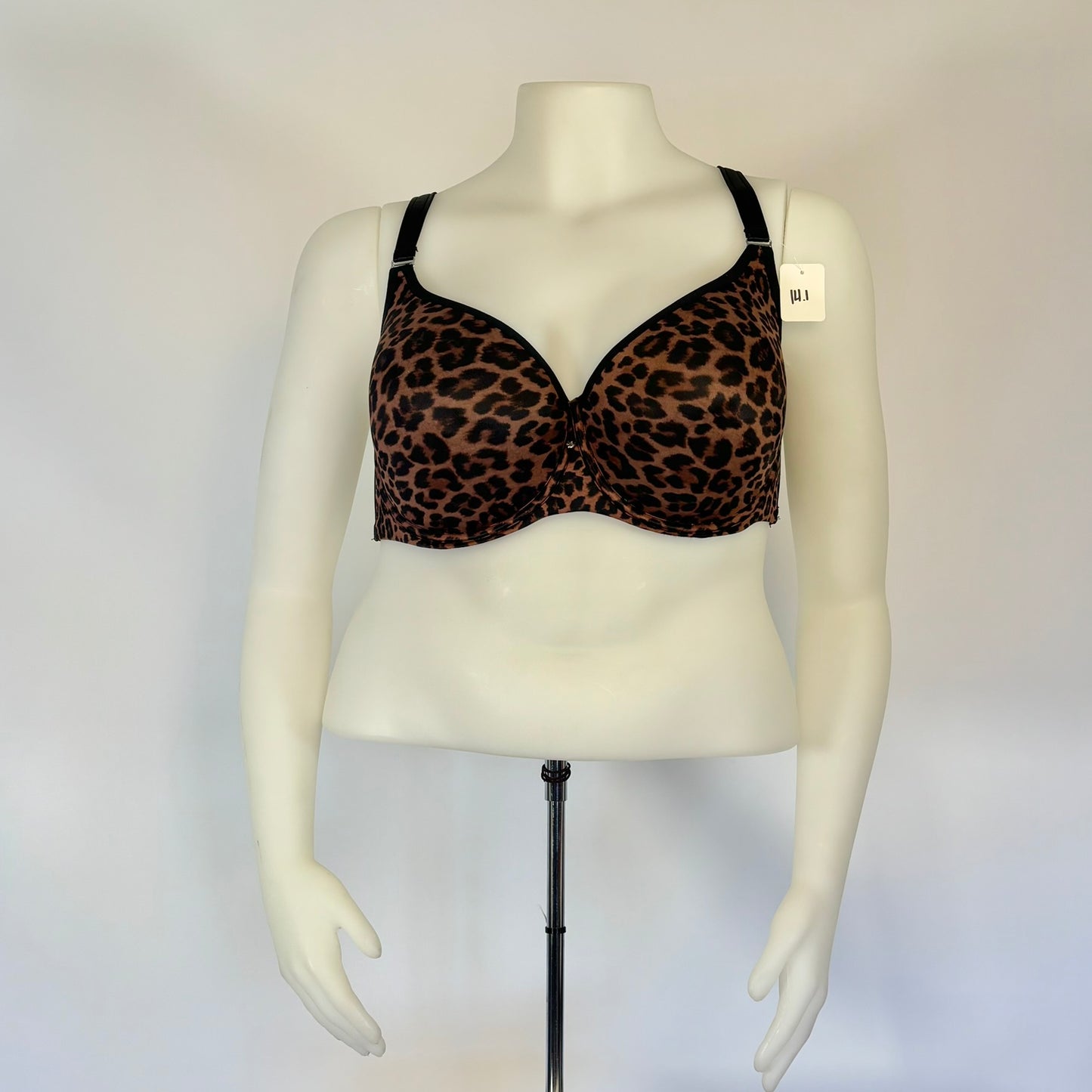 Brown and Black Leopard Print T Shirt Bra (42 DD)