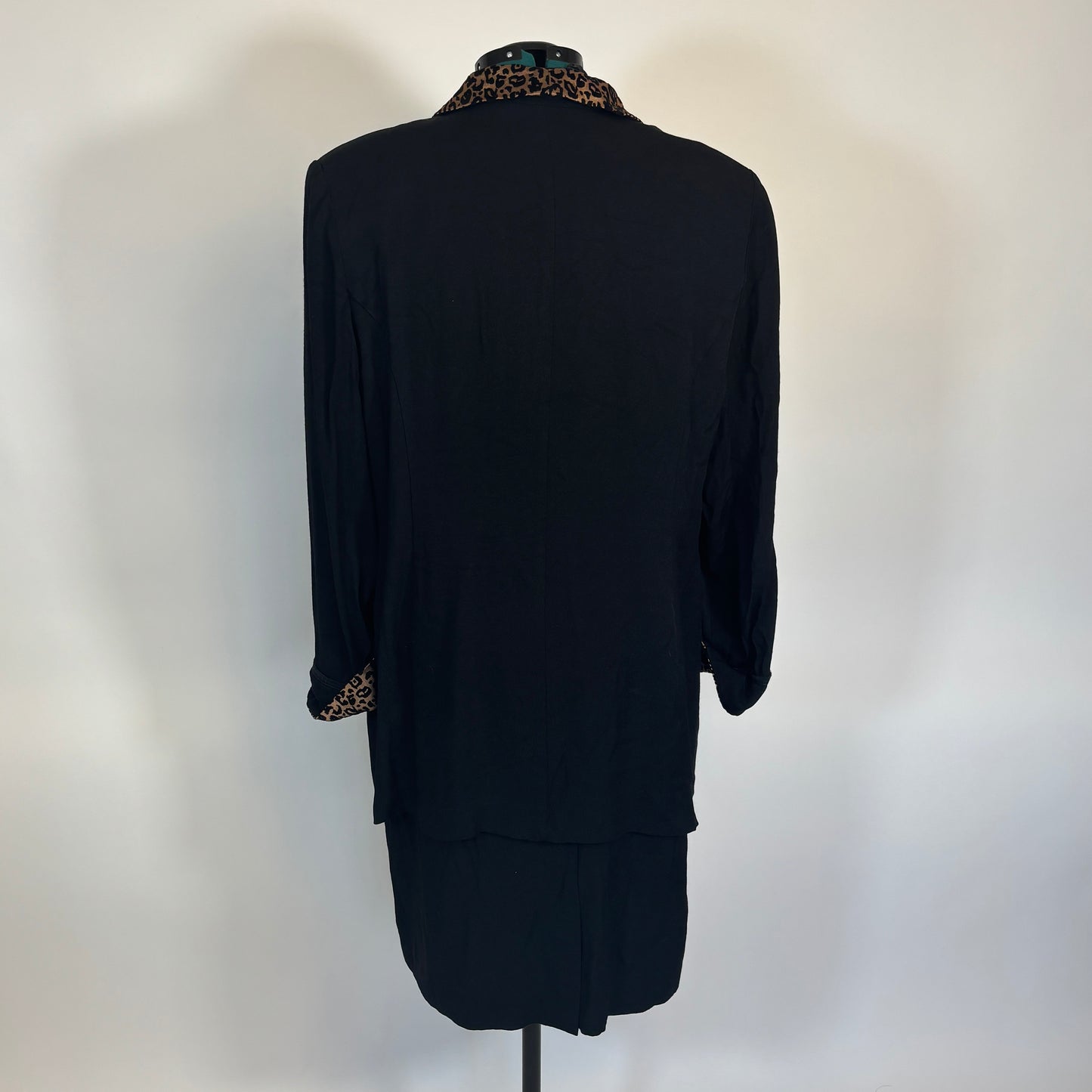 Vintage Lois Snyder Black Blazer Dress with Leopard Print Details