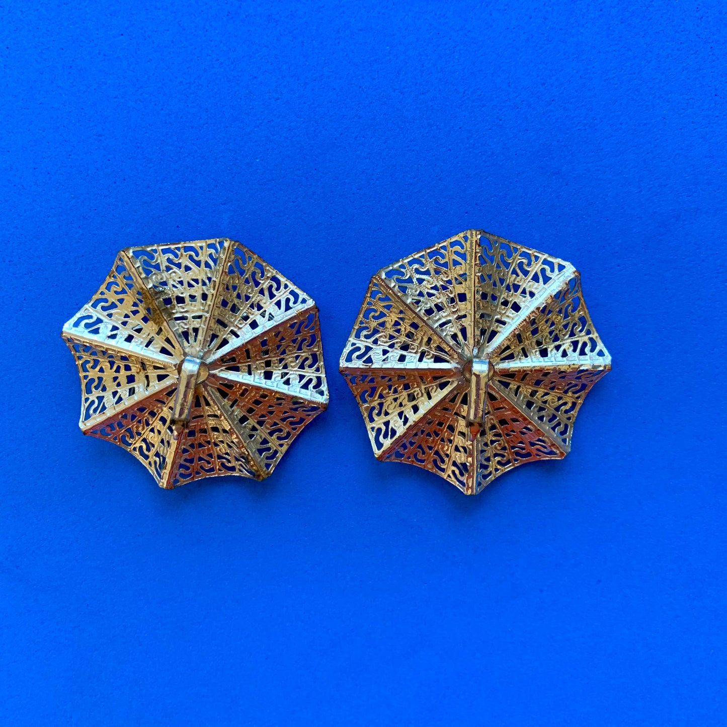 Vintage XL Filagree MCM Clip-On Earrings
