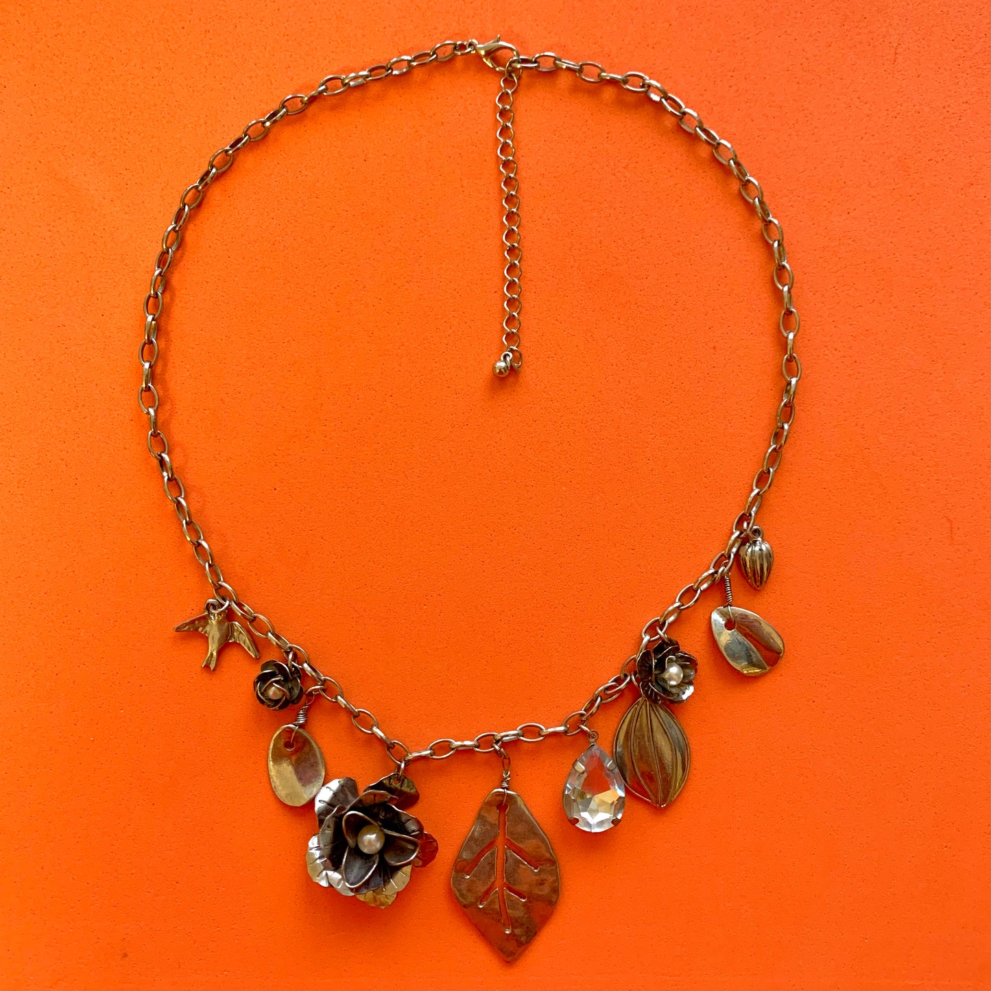 Vintage Silver-Toned Charm Necklace