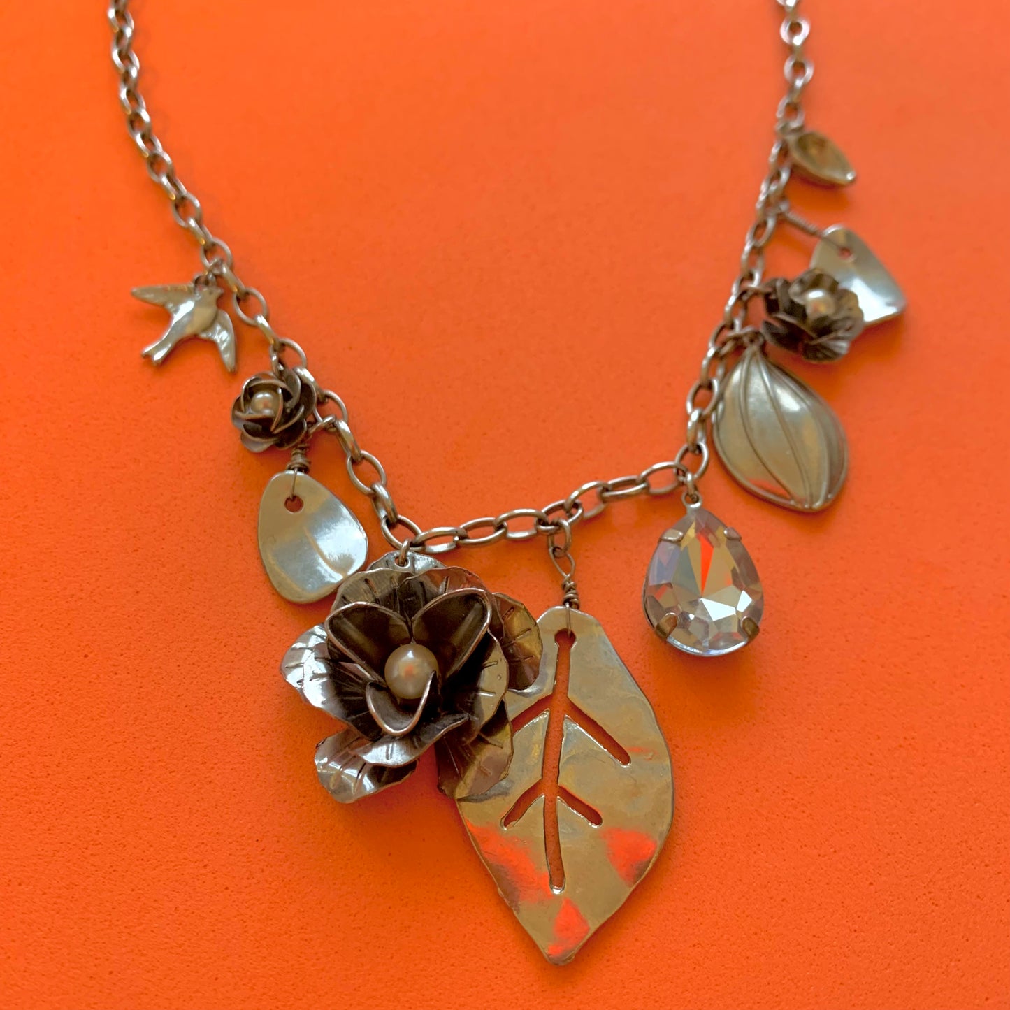 Vintage Silver-Toned Charm Necklace