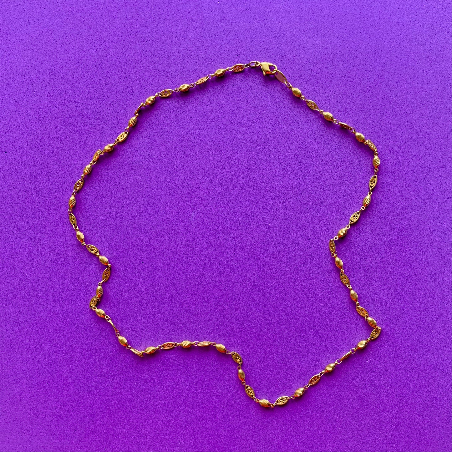 Vintage Gold-Toned Dainty Filigree Chain Necklace