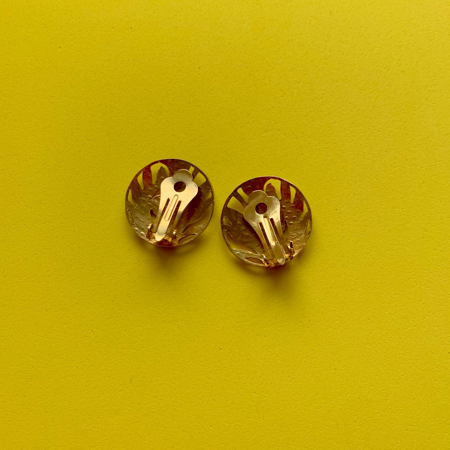 Vintage Gold-Toned Cloissene Orchid Clip-On Earrings