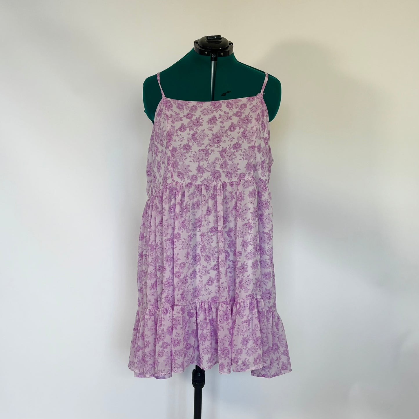 Purple Floral Sleeveless Babydoll Dress